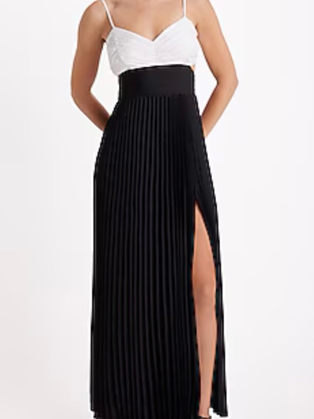 Express Black Pleated Maxi Skirt with High Waist and Side Slit
